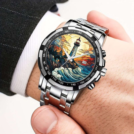 Coastal Guardian Stained Glass Lighthouse Watch Apparel Accessories jjkks4-13