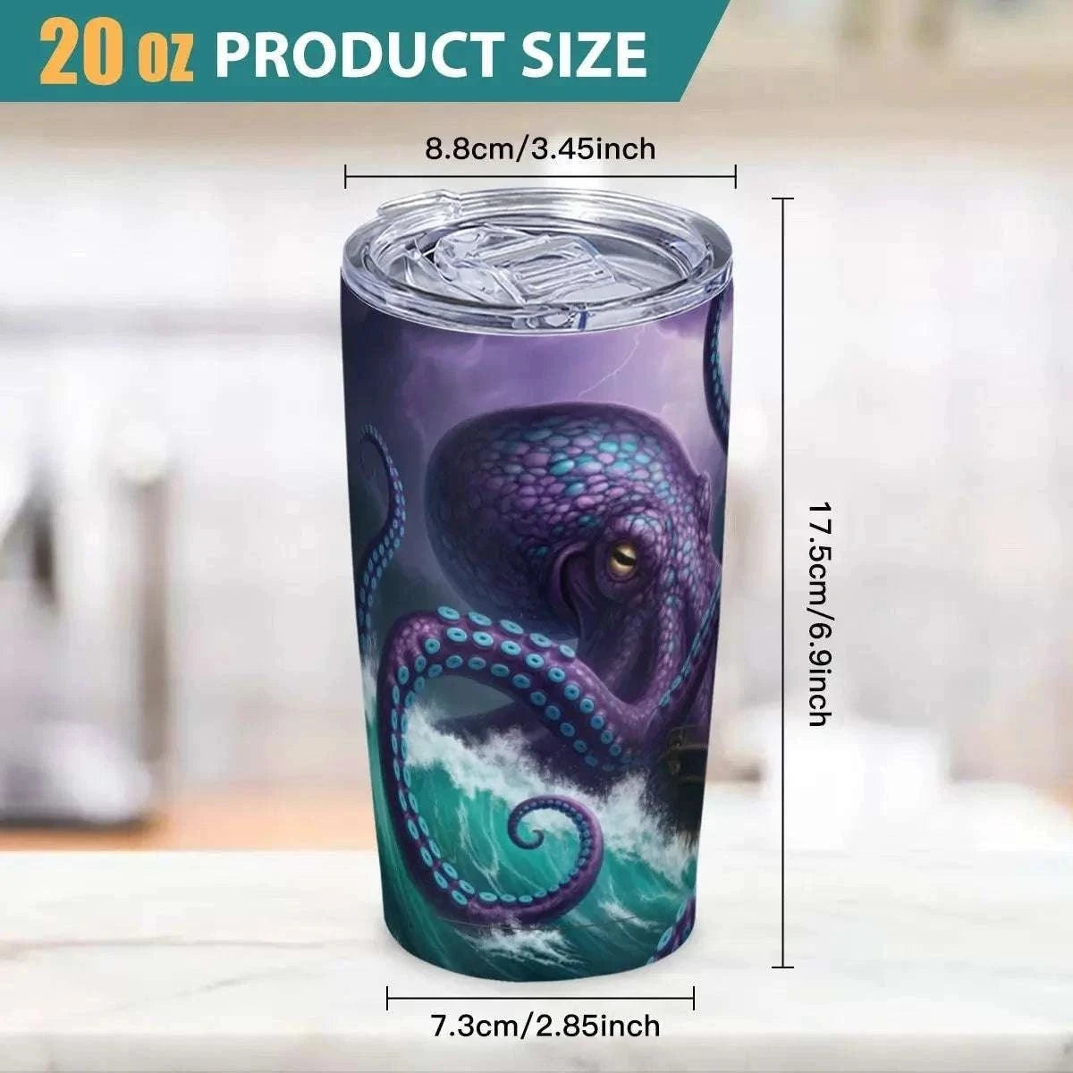 Kraken Tide Captain Tumbler – 20oz Stainless Steel Fishing Boat Travel Mug | Nautical Coffee Cup