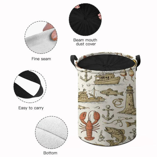 Saltshore Drift Laundry Hamper – Breathable Large-Capacity Storage Basket with Drawstring & Carry Handles