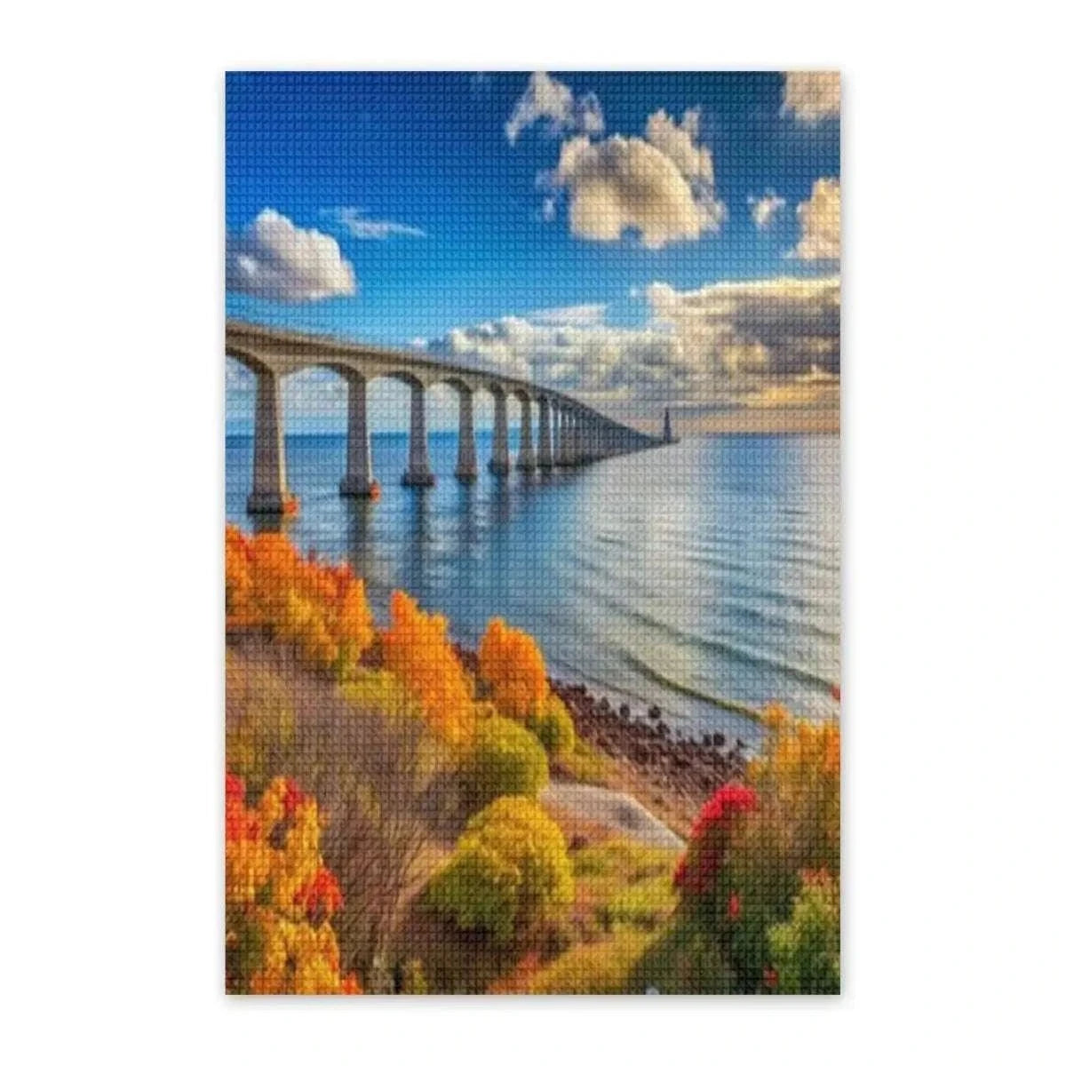 Confederation Bridge Diamond Painting Kit – Coastal Canada DIY Rhinestone Art Canvas | Maritime Home Decor Diamond Painting jjkks4-13