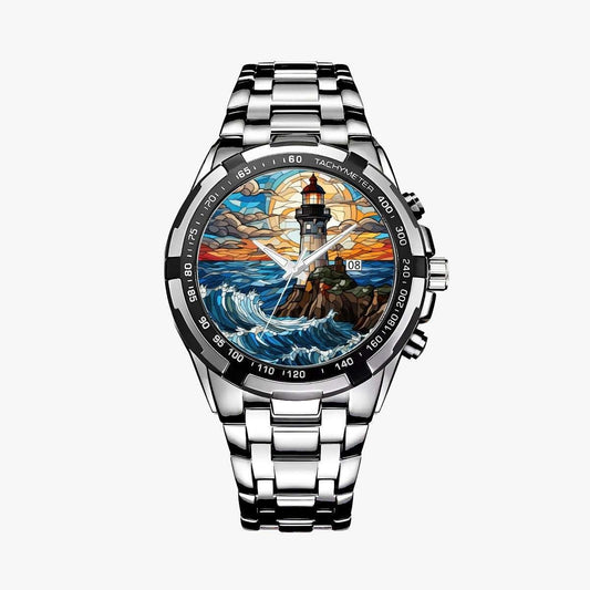 Beacon of the Coast Stained Glass Lighthouse Watch Apparel Accessories jjkks4-13