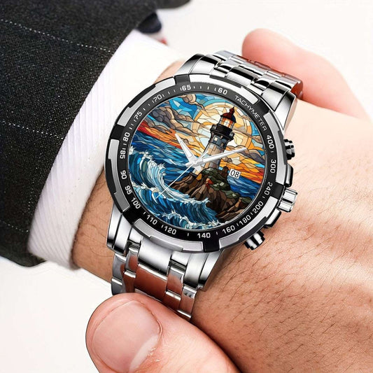 Beacon of the Coast Stained Glass Lighthouse Watch Apparel Accessories jjkks4-13