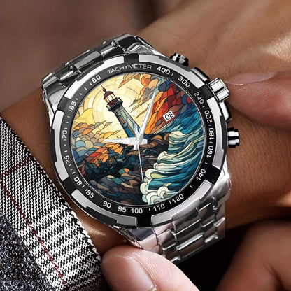 Coastal Guardian Stained Glass Lighthouse Watch Apparel Accessories jjkks4-13