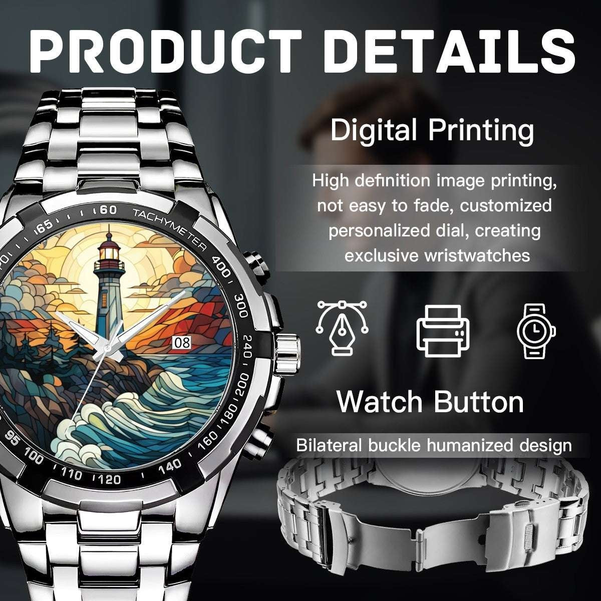 Coastal Guardian Stained Glass Lighthouse Watch Apparel Accessories jjkks4-13