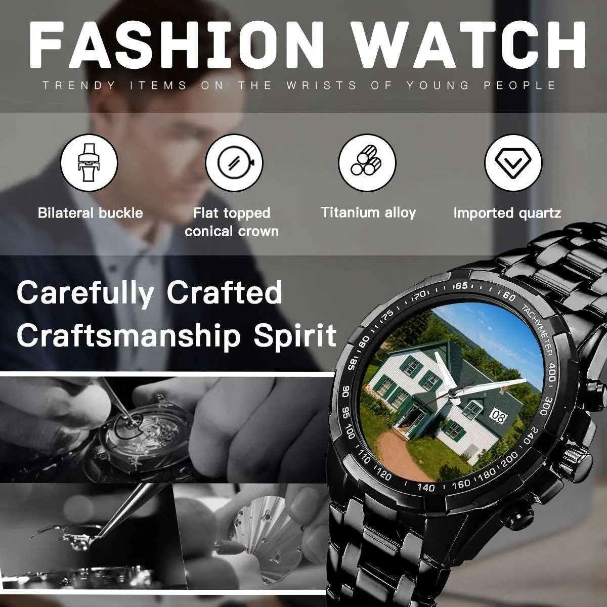 Anne of Green Gables House Watch – PEI-Inspired Metal Timepiece with Scratch-Resistant Crystal Apparel Accessories jjkks4-13