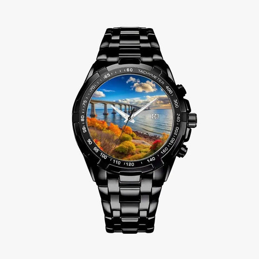 Confederation Bridge PEI Watch – Coastal-Inspired Metal Timepiece | Durable Everyday Style Apparel Accessories jjkks4-13