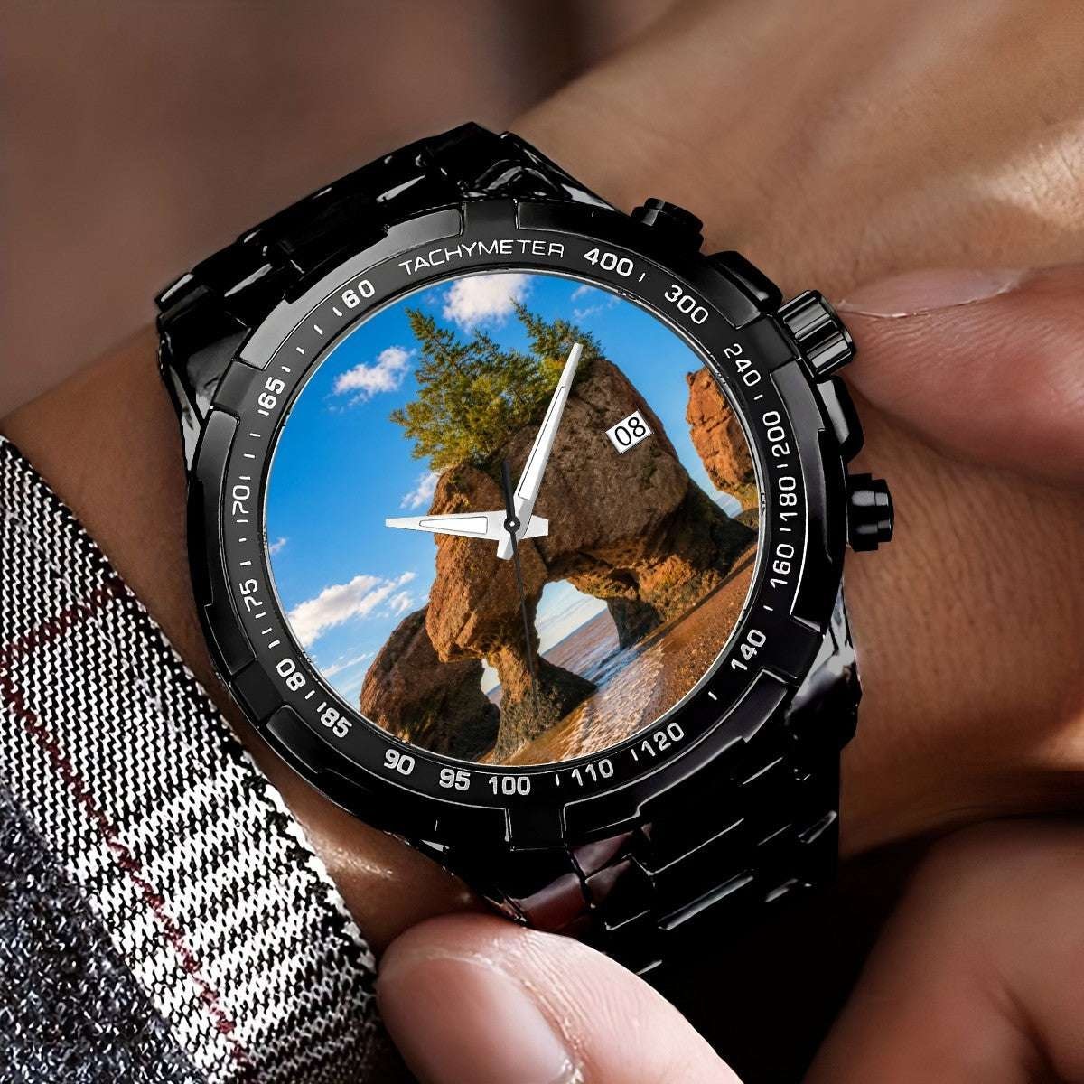 Hopewell Rocks Watch – Coastal-Inspired Metal Timepiece | Durable, Stylish Everyday Wear Apparel Accessories jjkks4-13