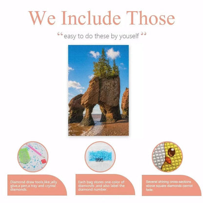 Hopewell Rocks Diamond Painting Kit – Bay of Fundy DIY Rhinestone Art Canvas | New Brunswick Coastal Decor Diamond Painting jjkks4-13