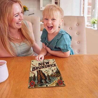 Greetings From New Brunswick Wooden Puzzle – Irregular Animal-Shaped Solid Wood Jigsaw | Maritime Canada Gift Other Holiday Items jjkks4-13