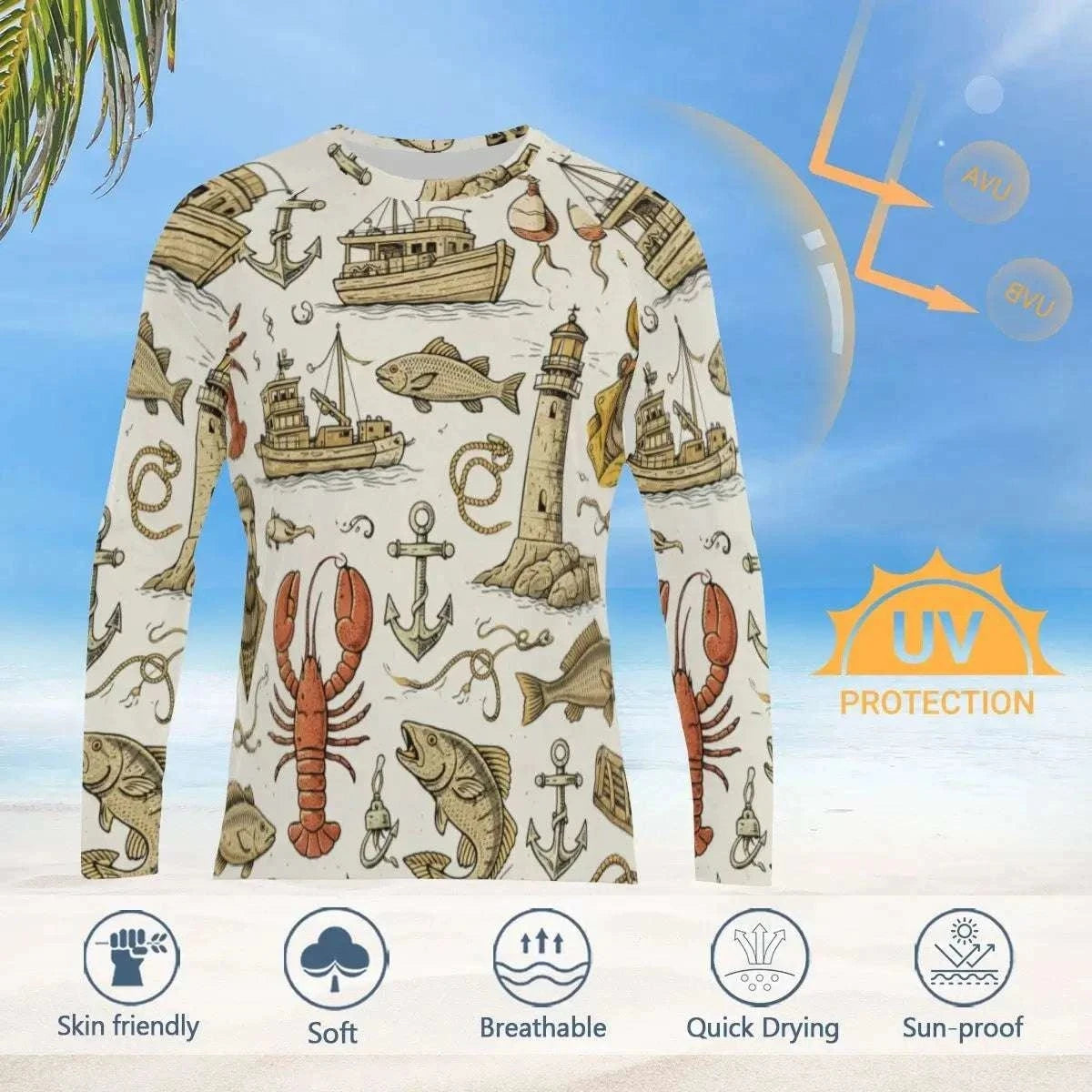 Coastal Drift UV Protection Sunwear – Lightweight Breathable Outdoor Shirt Hoodies & Sweatshirts jjkks4-13