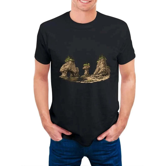 Hopewell Rocks T-Shirt – Bay of Fundy Coastal Graphic Tee | Soft Ring-Spun Cotton Travel Souvenir Shirt Man's Plus Size Clothing jjkks4-13
