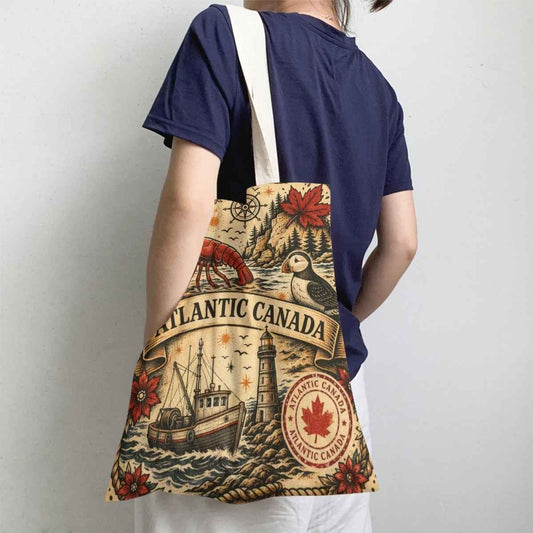 Atlantic Canada Tote Bag – Large Capacity Linen Travel &amp; Everyday Tote Shopping Bag jjkks4-13