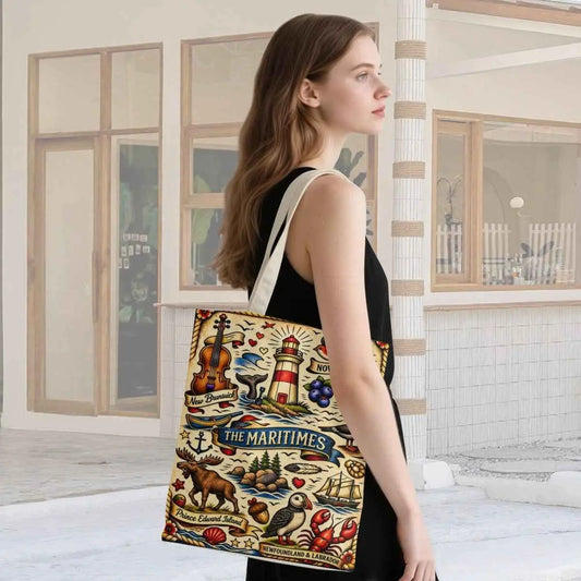 Maritimes Tote Bag – Large Capacity Linen Travel &amp; Everyday Shopping Bag