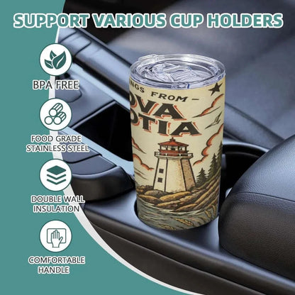 Greetings From Nova Scotia 20oz Stainless Steel Tumbler – Insulated Travel Mug Car Cups jjkks4-13