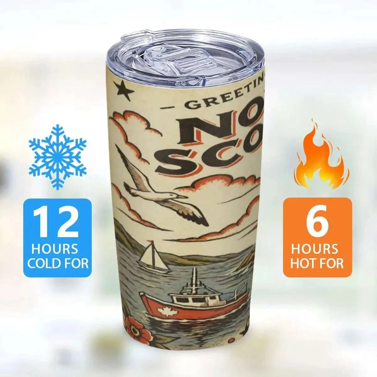 Greetings From Nova Scotia 20oz Stainless Steel Tumbler – Insulated Travel Mug Car Cups jjkks4-13