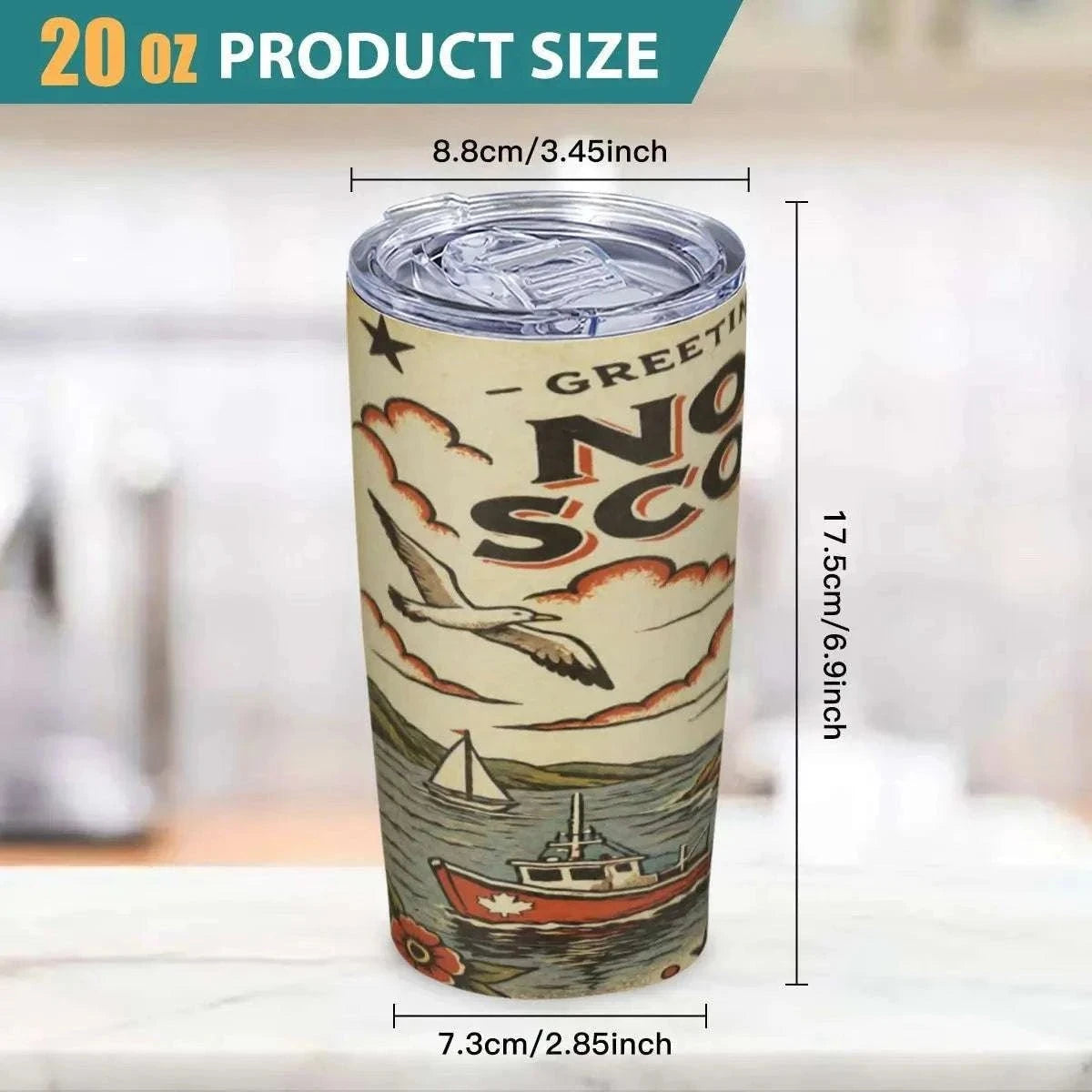Greetings From Nova Scotia 20oz Stainless Steel Tumbler – Insulated Travel Mug Car Cups jjkks4-13
