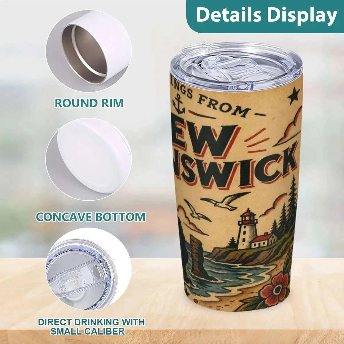 Greetings From New Brunswick 20oz Stainless Steel Tumbler – Insulated Travel Mug Car Cups jjkks4-13