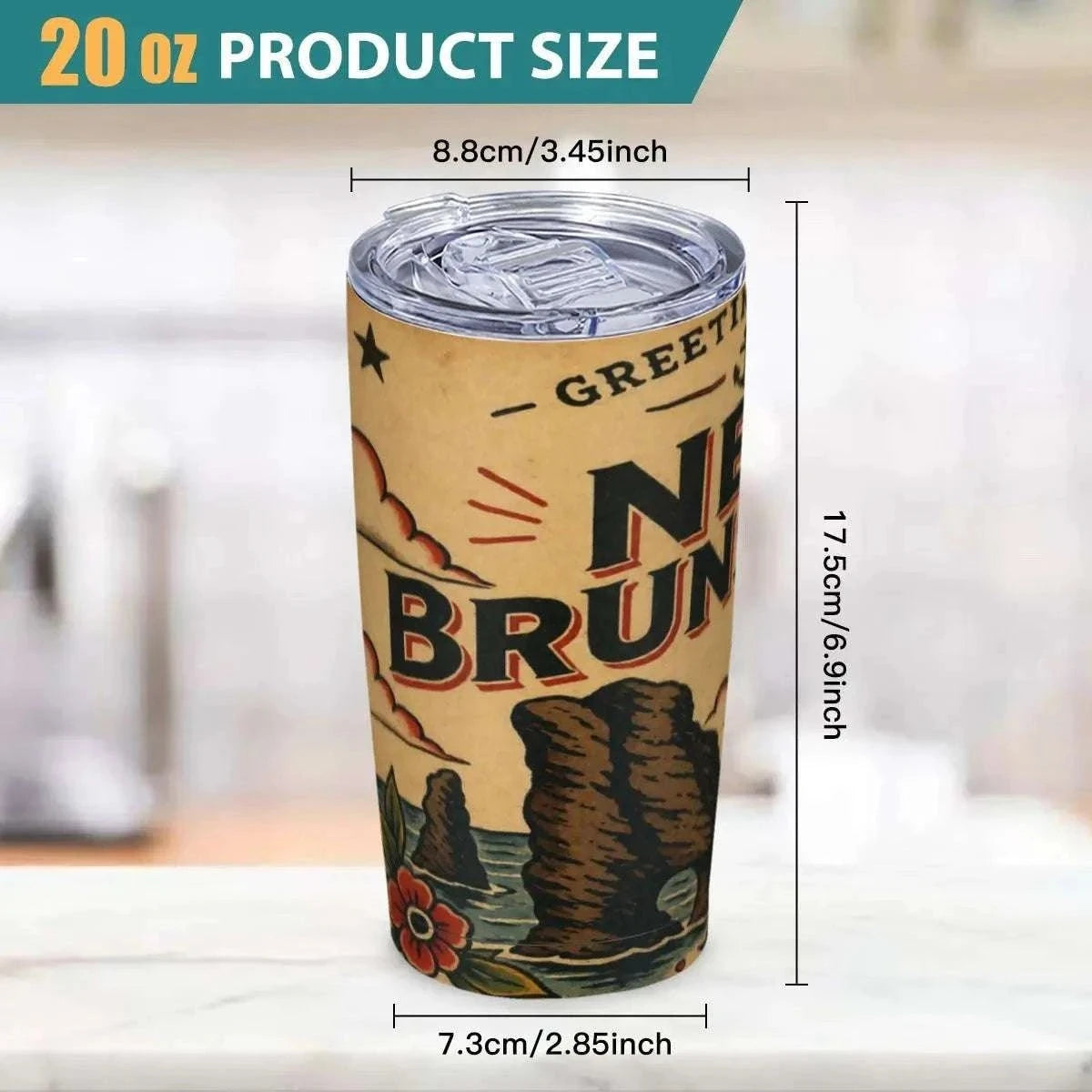 Greetings From New Brunswick 20oz Stainless Steel Tumbler – Insulated Travel Mug Car Cups jjkks4-13