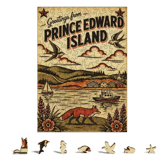 Greetings From Prince Edward Island Wooden Puzzle – Irregular Animal-Shaped Solid Wood Jigsaw | PEI Souvenir Gift Other Holiday Items jjkks4-13