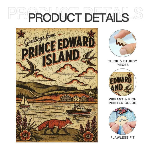Greetings From Prince Edward Island Wooden Puzzle – Irregular Animal-Shaped Solid Wood Jigsaw | PEI Souvenir Gift Other Holiday Items jjkks4-13