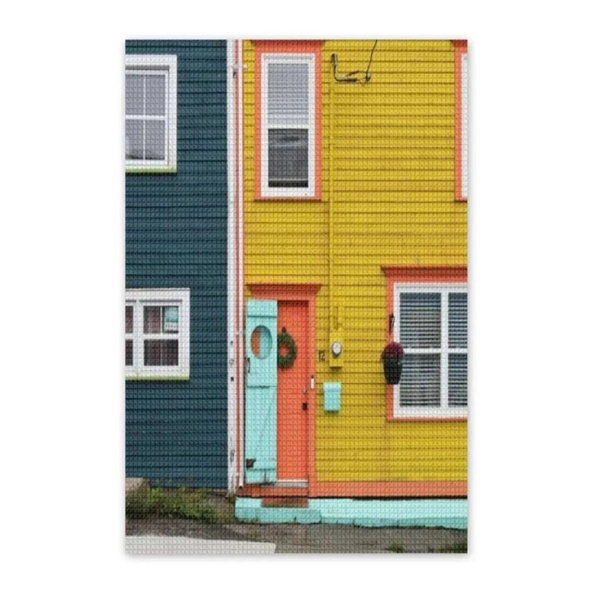 Jelly Bean House Diamond Painting Kit – Colorful Newfoundland DIY Rhinestone Art Canvas | Coastal Home Decor