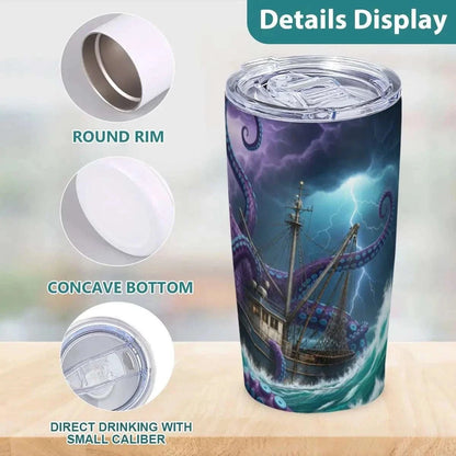 Kraken Tide Captain Tumbler – 20oz Stainless Steel Fishing Boat Travel Mug | Nautical Coffee Cup