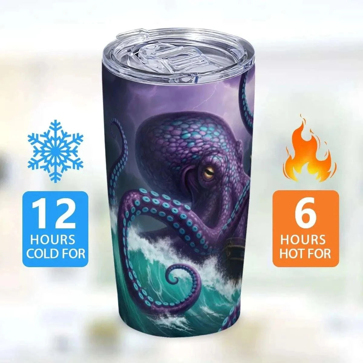 Kraken Tide Captain Tumbler – 20oz Stainless Steel Fishing Boat Travel Mug | Nautical Coffee Cup