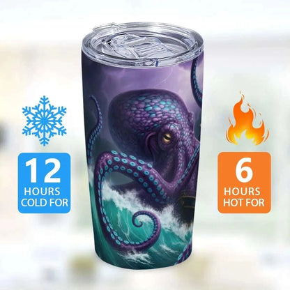 Kraken Tide Captain Tumbler – 20oz Stainless Steel Fishing Boat Travel Mug | Nautical Coffee Cup