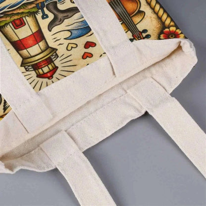 Maritimes Tote Bag – Large Capacity Linen Travel &amp; Everyday Shopping Bag