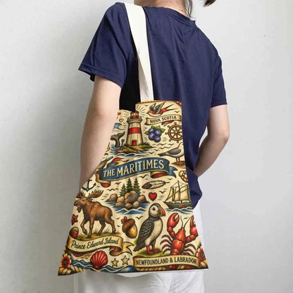Maritimes Tote Bag – Large Capacity Linen Travel &amp; Everyday Shopping Bag