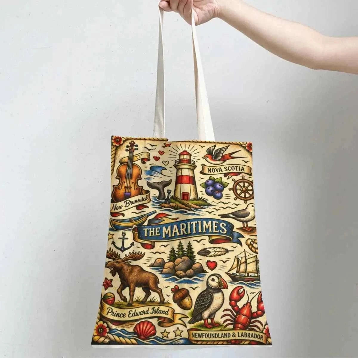 Maritimes Tote Bag – Large Capacity Linen Travel &amp; Everyday Shopping Bag
