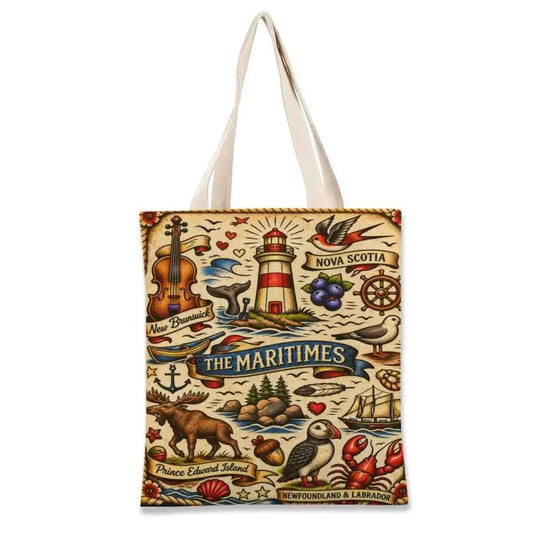 Maritimes Tote Bag – Large Capacity Linen Travel &amp; Everyday Shopping Bag