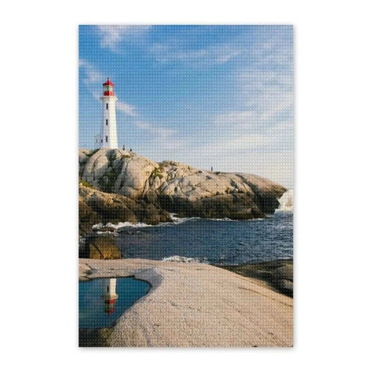 Peggy’s Cove Diamond Painting Kit – Nova Scotia Lighthouse DIY Rhinestone Art Canvas | Coastal Home Decor