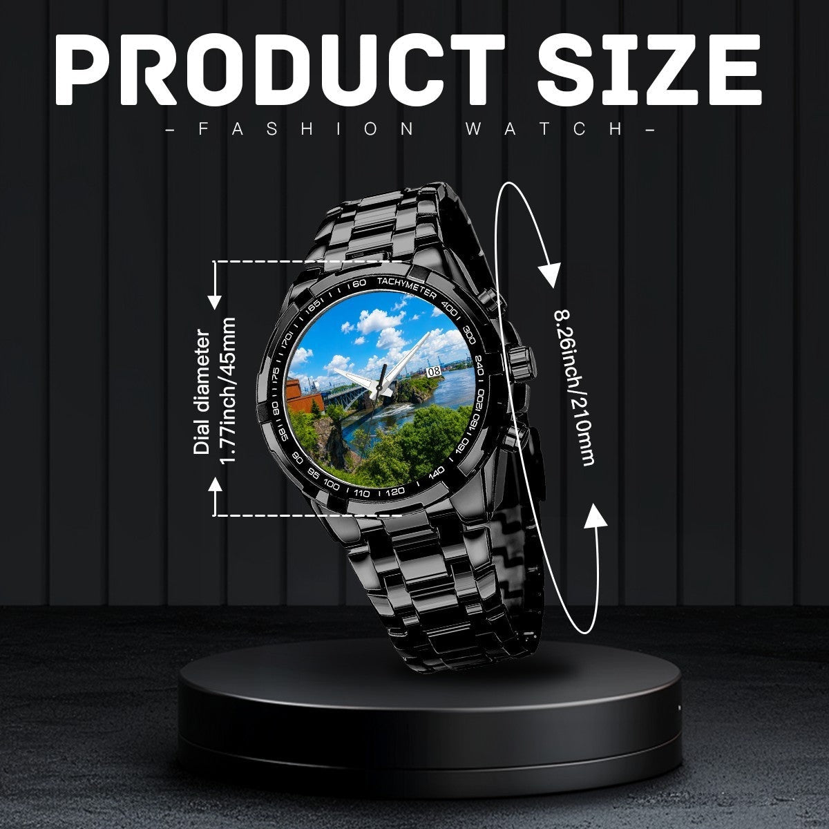 Reversing Falls Bridge Watch – Saint John New Brunswick Scenic Metal Wristwatch | Maritime Souvenir Gift