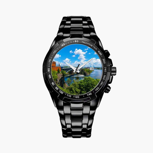 Reversing Falls Bridge Watch – Saint John New Brunswick Scenic Metal Wristwatch | Maritime Souvenir Gift