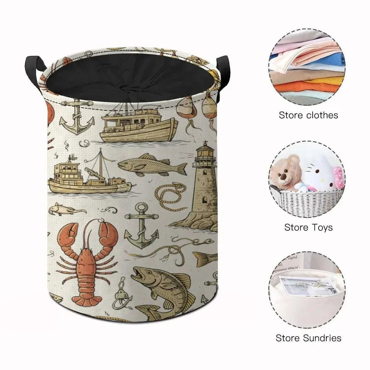Saltshore Drift Laundry Hamper – Breathable Large-Capacity Storage Basket with Drawstring &amp; Carry Handles