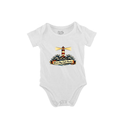 You're My Safe Harbor Baby Bodysuit – Lighthouse Infant One-Piece | Nautical Baby Gift